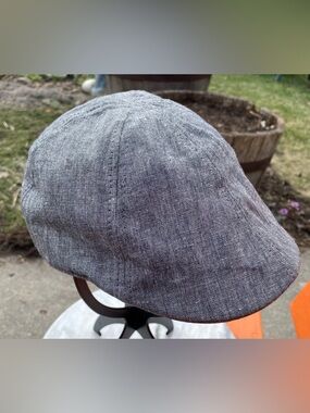 Men's Gray Linen-Blend Flat Cap a la Peaky Blinders